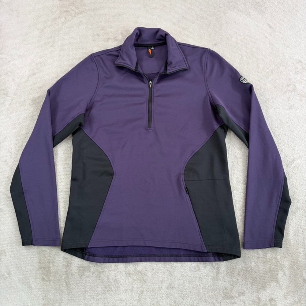 Kerrits Riding Equestrian 1/4 Zip Pullover in Purple Black Women Large Fleece